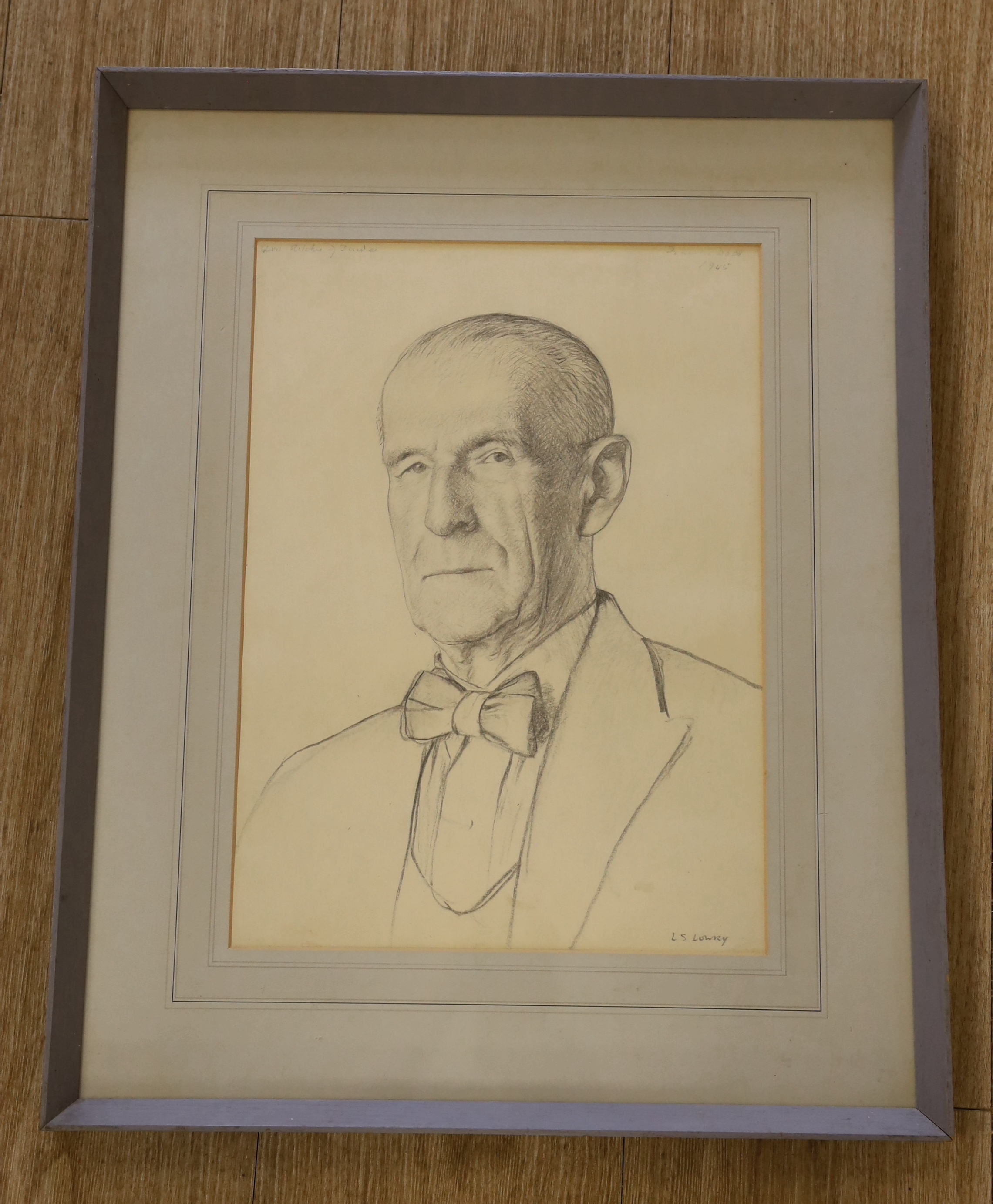 Francis Dodd (1874-1949), pencil drawing, Portrait of Lord Richie of Dundee (1866-1948), signed and dated 1945 with Lowry signature added at the bottom, 37 x 27cm